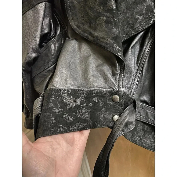 Winlit Women's Vintage Retro 80s 90s Black Leather Suede Jacket Designs Size P - Picture 9 of 16